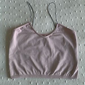 Free People Light Pink Cropped Tank Top‎ XL